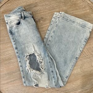 Light Blue Distressed Boyfriend Jeans